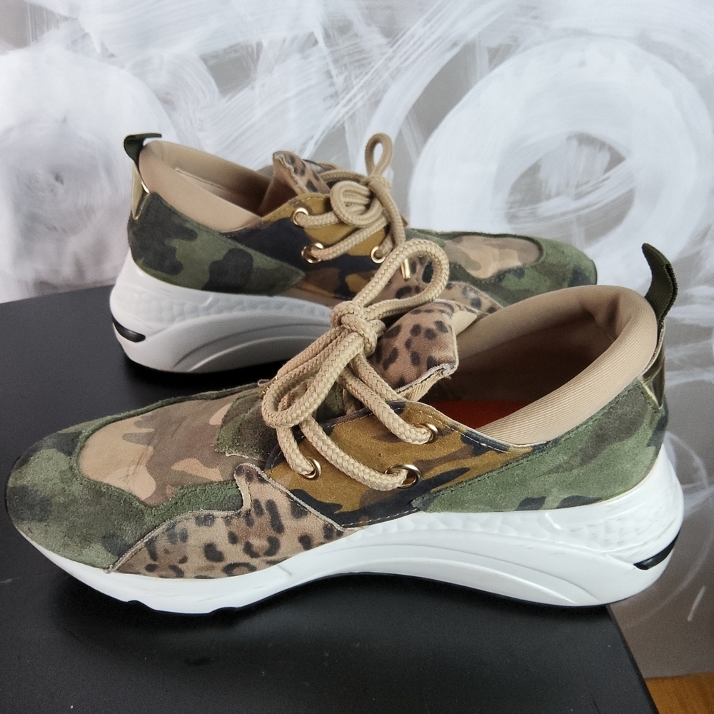 STEVE MADDEN Wmns Sz 9M Green Camo Animal Print Sneaker FashionCore Wedge Shoes - Picture 6 of 11